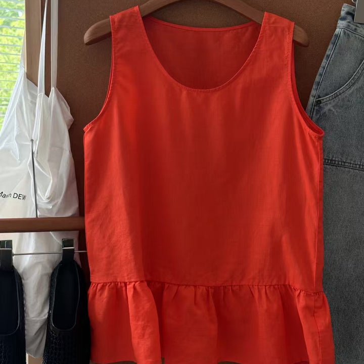 Femme Peplum Kant Ærmeløs Top Stilla