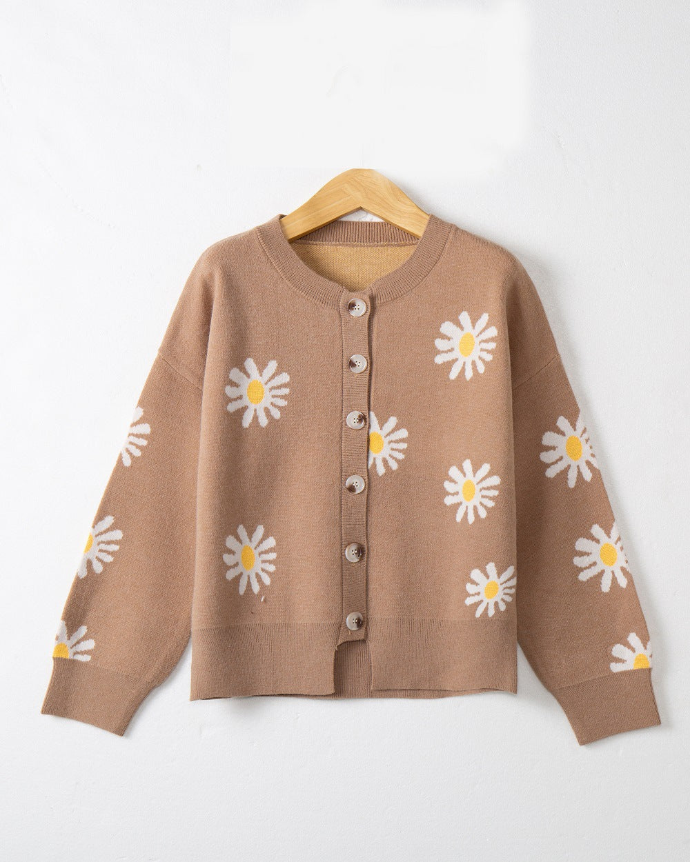 Dame knaptrøje med blomsterprint Stilla