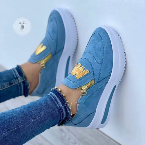 Dame Sneakers med glitrende metallic-accenter og praktisk lynlås Stilla