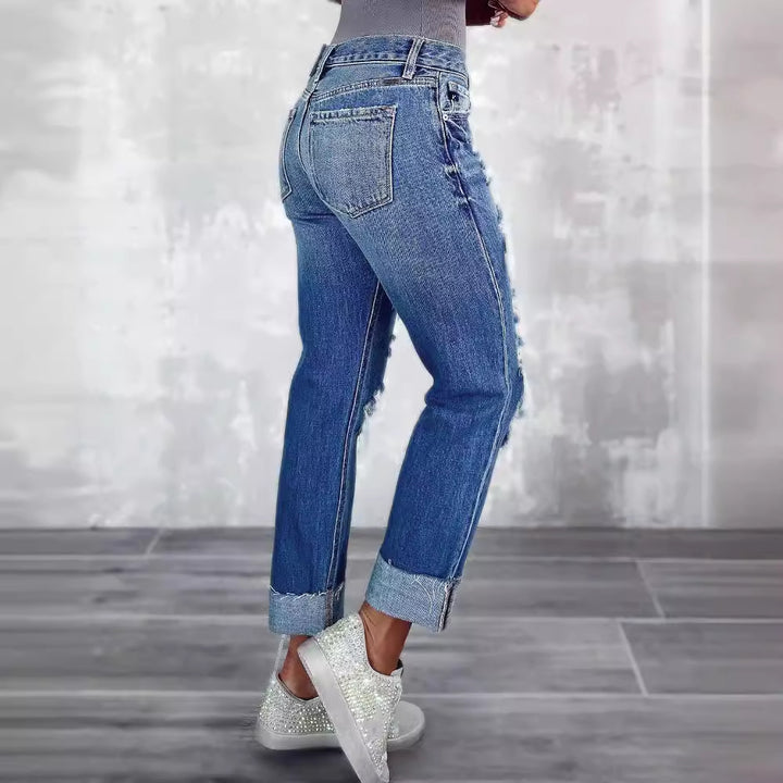 Dame Boyfriend Jeans med afslappet Ripped-design og stilfuld High-Waist skæring Stilla