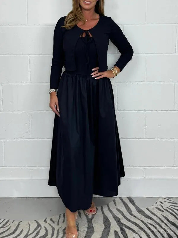 Dame Maxikjole med elegant en-knaps detalje og flydende skirt Stilla