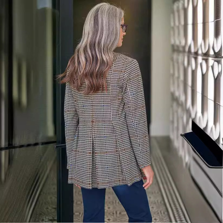 Damer Mode Rutet Blazer i figursyet snit Stilla