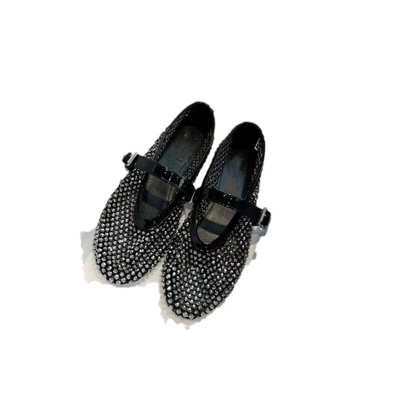 Femme Strass-besmykkede Mary Jane Flats Stilla