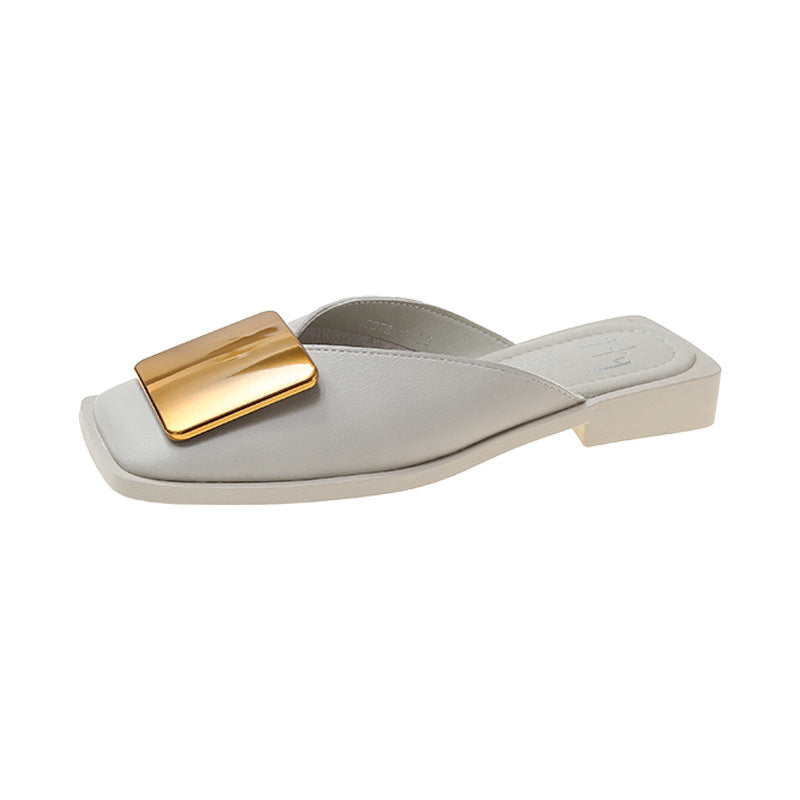 Dame Open-Toe Slide Mules med elegant gylden accent Stilla