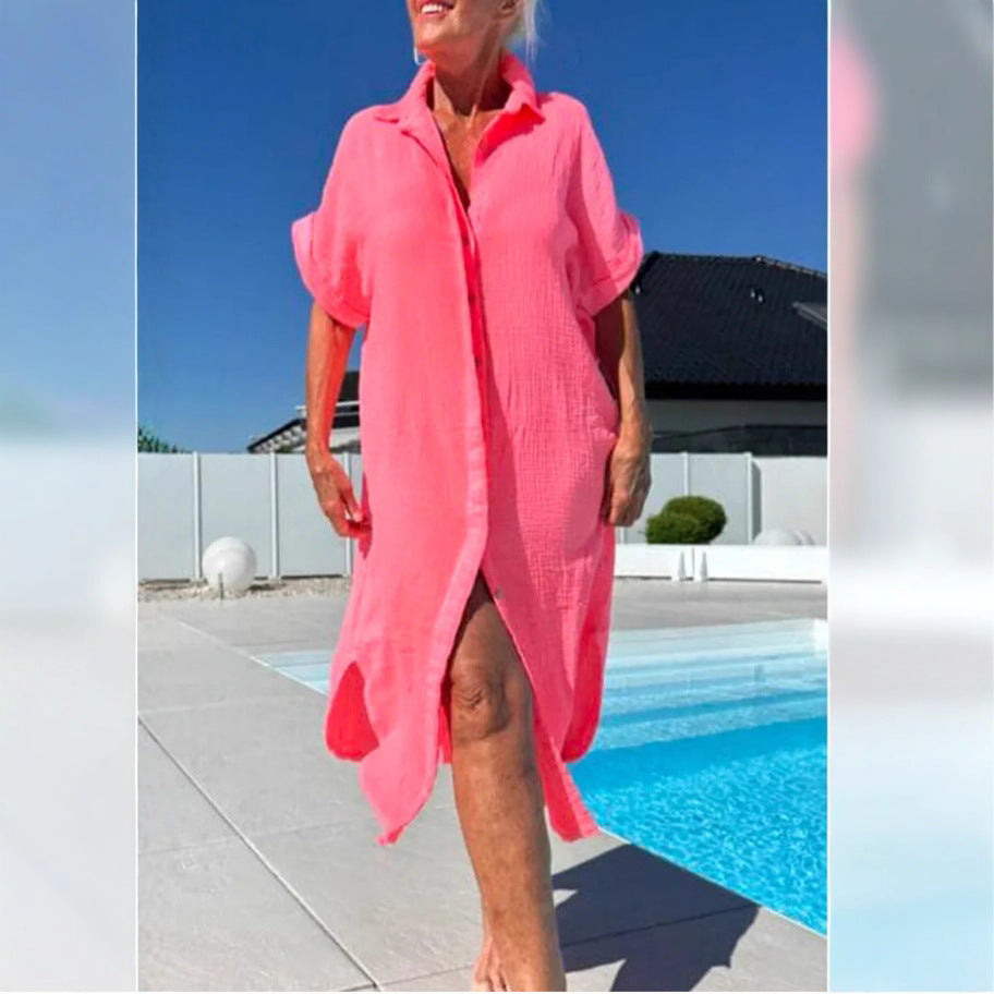 Damer Let bomulds Button-Up overkjole Stilla