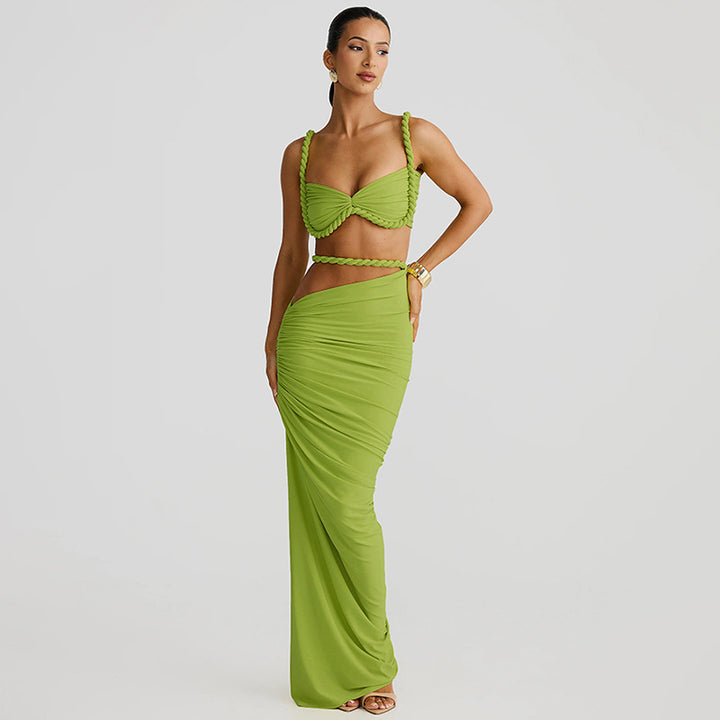 Dame trapformet aftenkjole med trendy farvegradient og elegant drapering Stilla