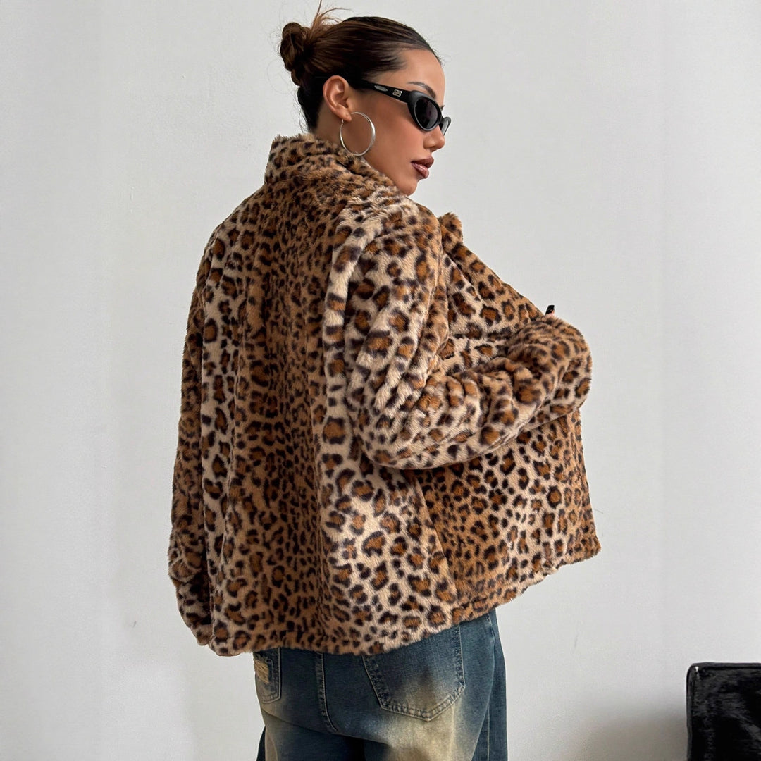 Kvindelig elegant leopardprint blazerjakke Stilla