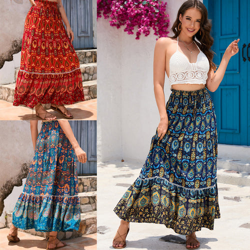 Dame Bohemian stribet Maxi-nederdel Stilla