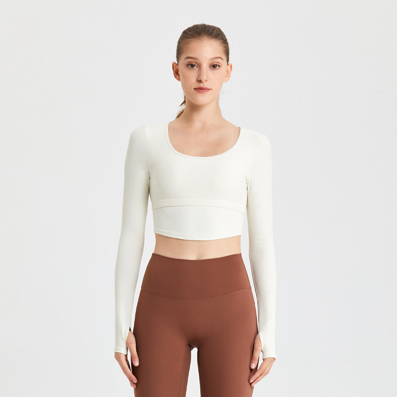 Dame Sporty Langærmet Crop Top med figursyet design Stilla