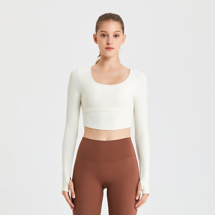 Dame Sporty Langærmet Crop Top med figursyet design Stilla