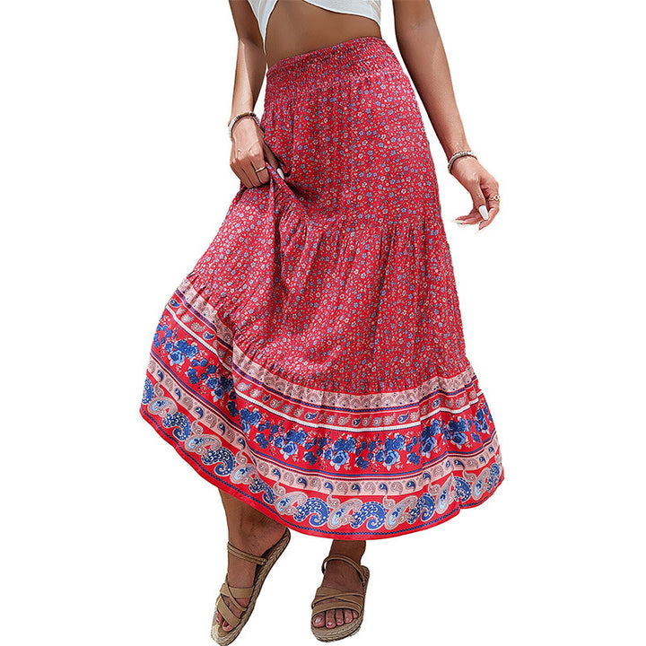 Dame lagdelt Bohemian blomsterprint maxi-nederdel Stilla