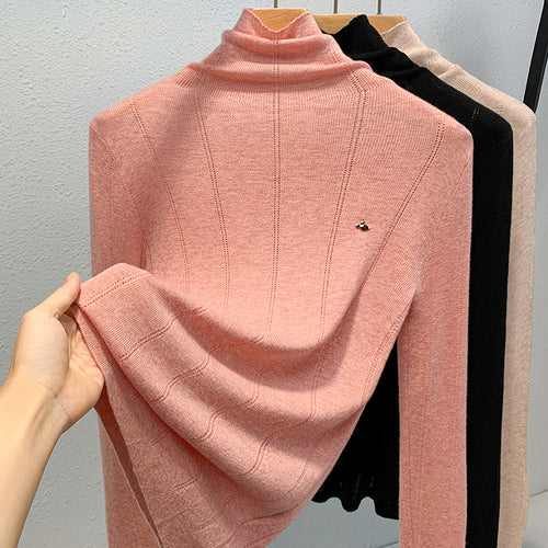 Dame rullekrave sweater i fint stof med elegant ribstruktur Stilla