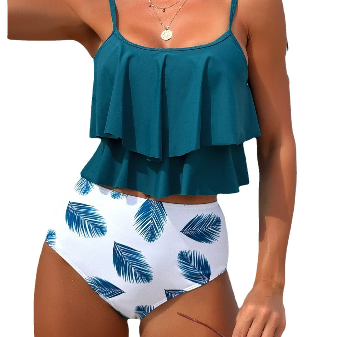 Dame Rüschenslag Crop Top og højtaljet bikini sæt Stilla