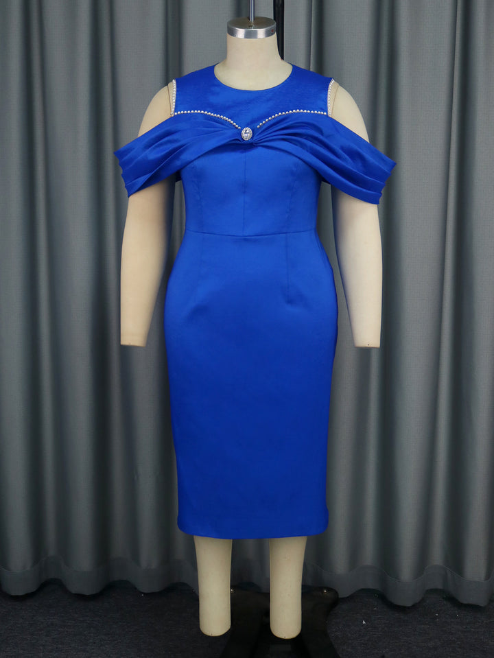 Dame Elegant Cocktailkjole med asymmetrisk skulderdesign og glitrende accent Skovae