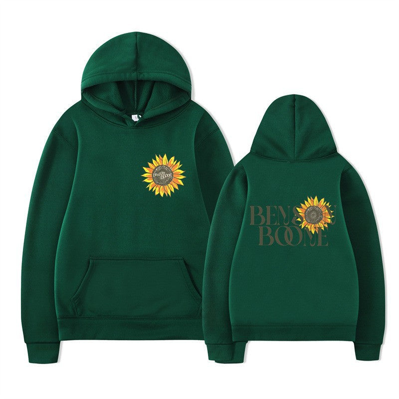 Dame hoodie med blomster grafik design Skovae