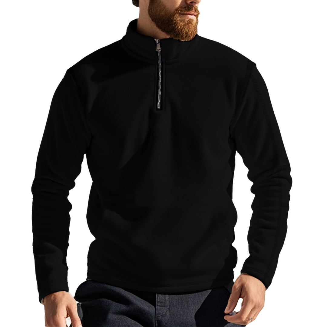 Herre fleece-pullover med halv lynlås og praktiske lommer Stilla