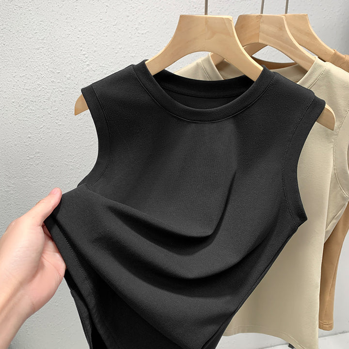 Dame ærmeløs top med elegant draperingsdesign Stilla