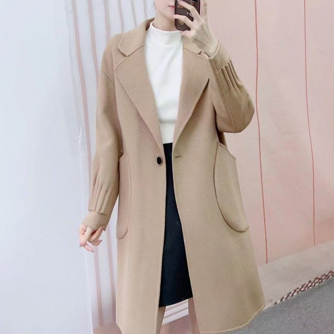 Damer Elegant Oversized lang Blazer med lommer og flot knap Stilla