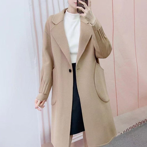 Damer Elegant Oversized lang Blazer med lommer og flot knap Stilla
