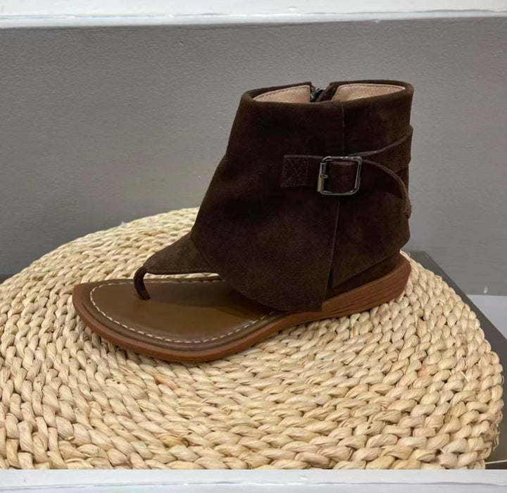 Dame Stilfulde Suede Tå hurtigt Sandaler med Justerbar Ankelrem Stilla