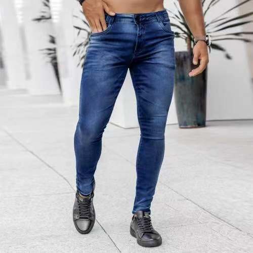 Herrer Slim-Fit Denim Jeans med hoftefremhævende snit og høj elasticitet Stilla