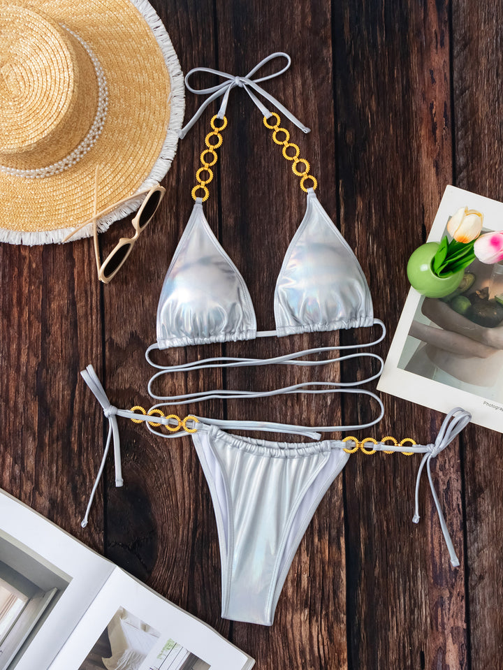 Dame Triangel-Bikini med glitrende ringdetaljer og højkvalitetsmateriale Stilla