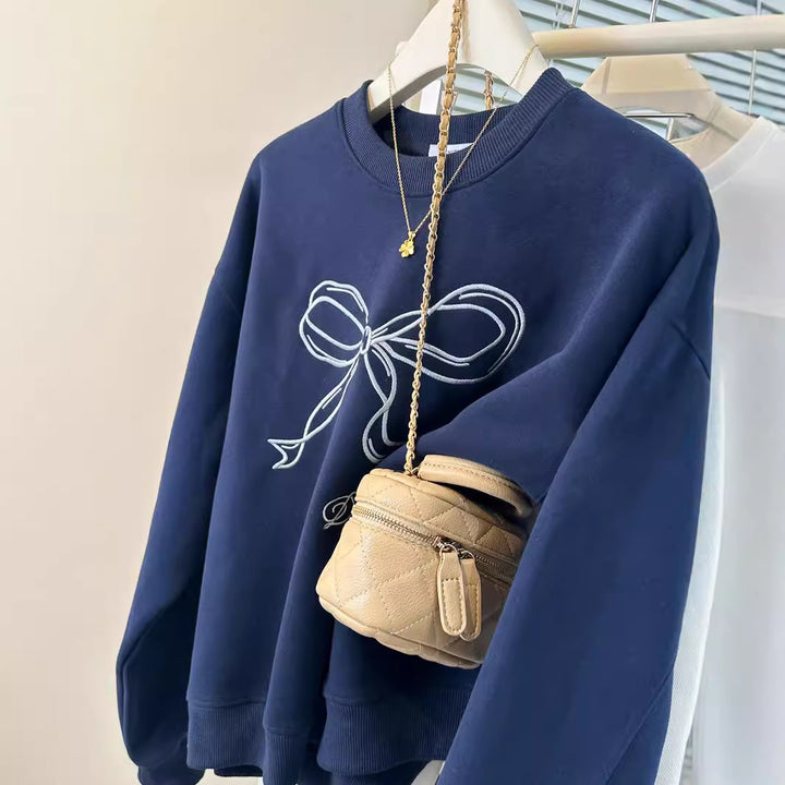 Dame Casual Sweatshirt med legende sløjfedetail Stilla