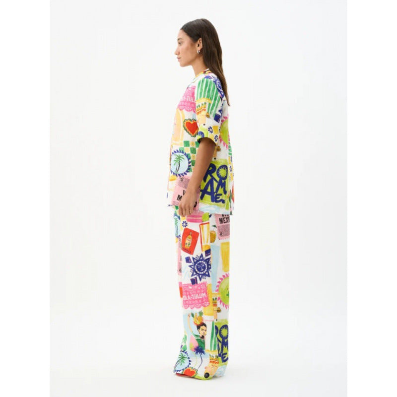 Femme Vibrant Grafik Co-Ord Sæt Stilla
