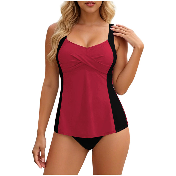 Dame tankini med elegant indpakningsdesign og figurskabende indsatser Skovae