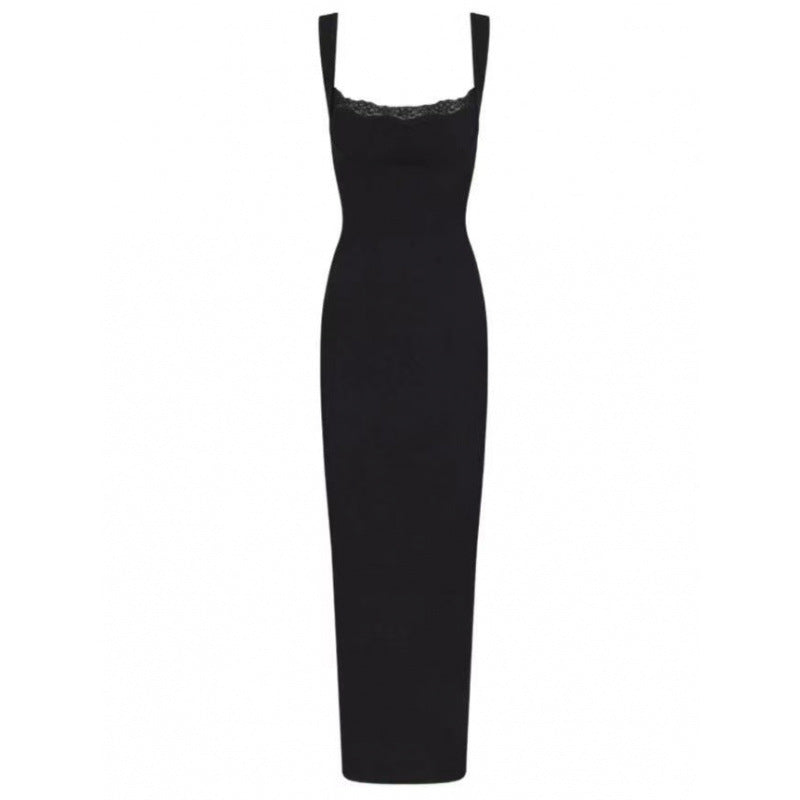 Damer Elegant Firkantet Hals Bodycon Kjole Stilla