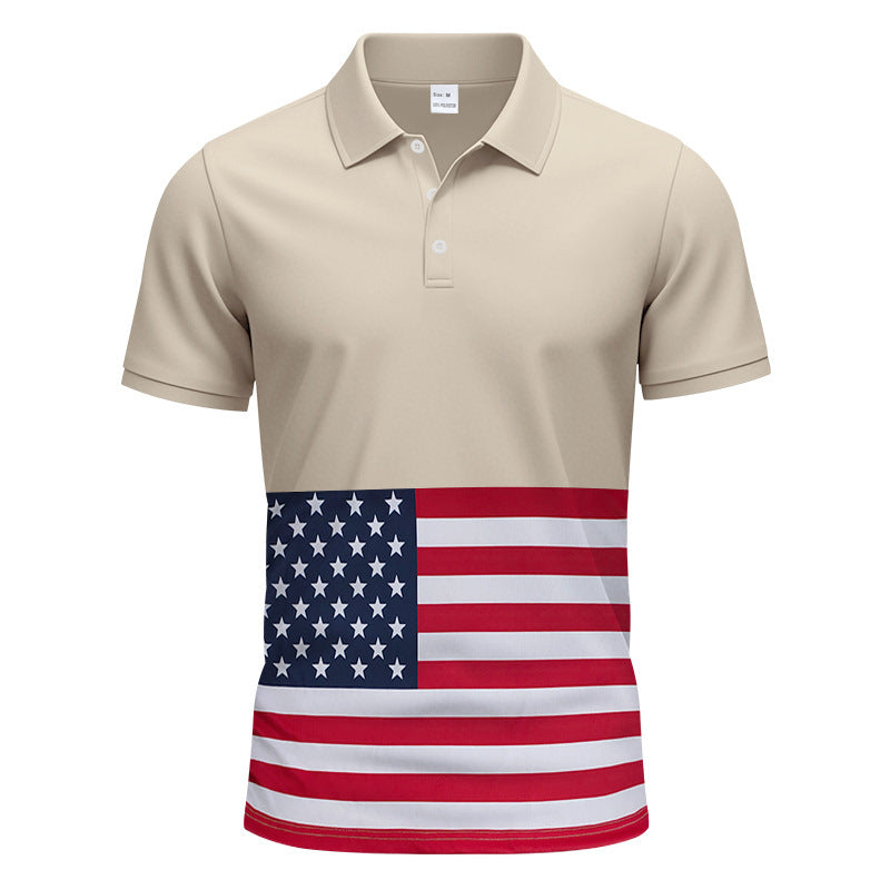 Herrer polo shirt med patriotisk flagmønster og åndbart materiale Stilla