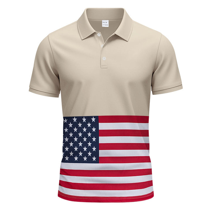 Herrer polo shirt med patriotisk flagmønster og åndbart materiale Stilla