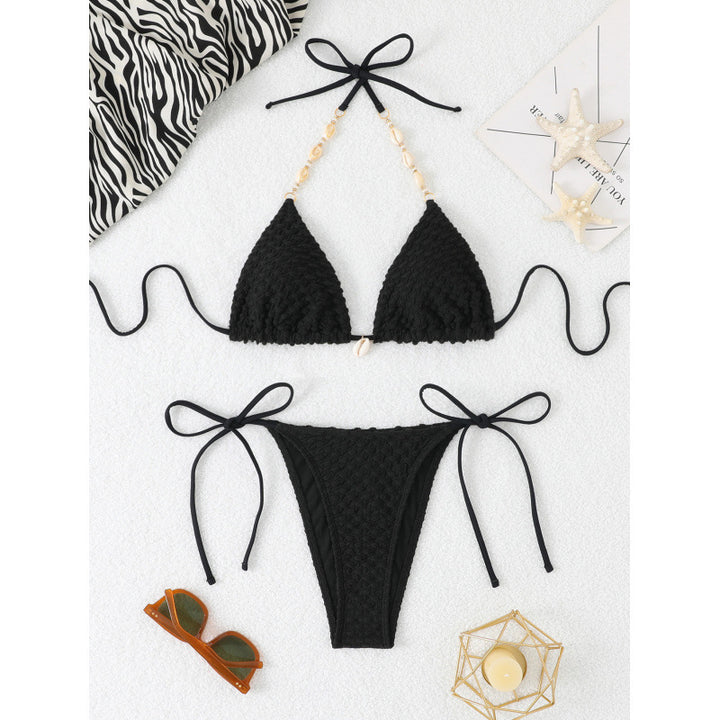 Dame Triangel-Bikini med fint hækle-design og justerbare stropper Stilla