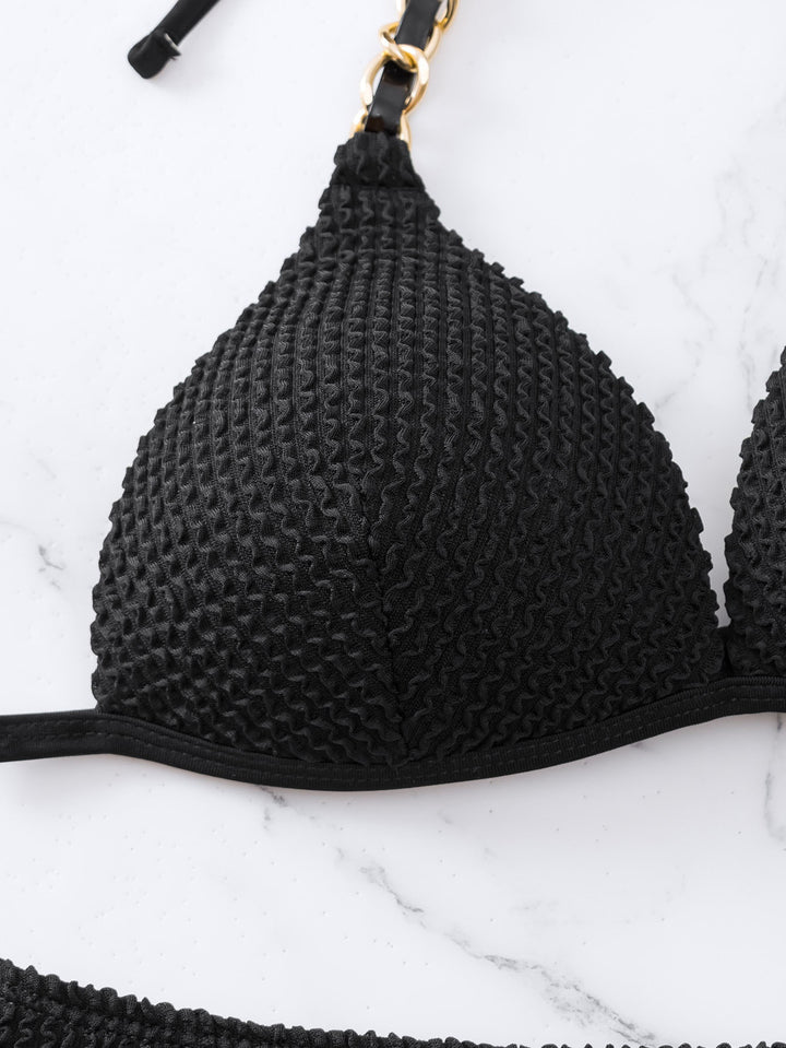 Dame Triangel-Bikini med elegant kæde-detalje og hæklede design Stilla