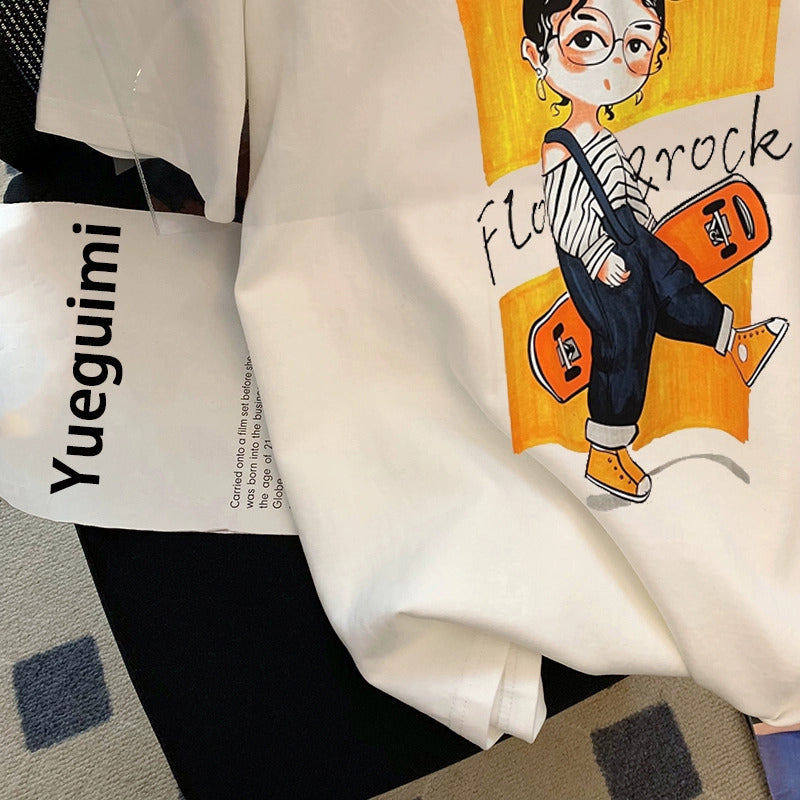 Dame T-Shirt med kreativt comic-design og afslappet pasform Stilla