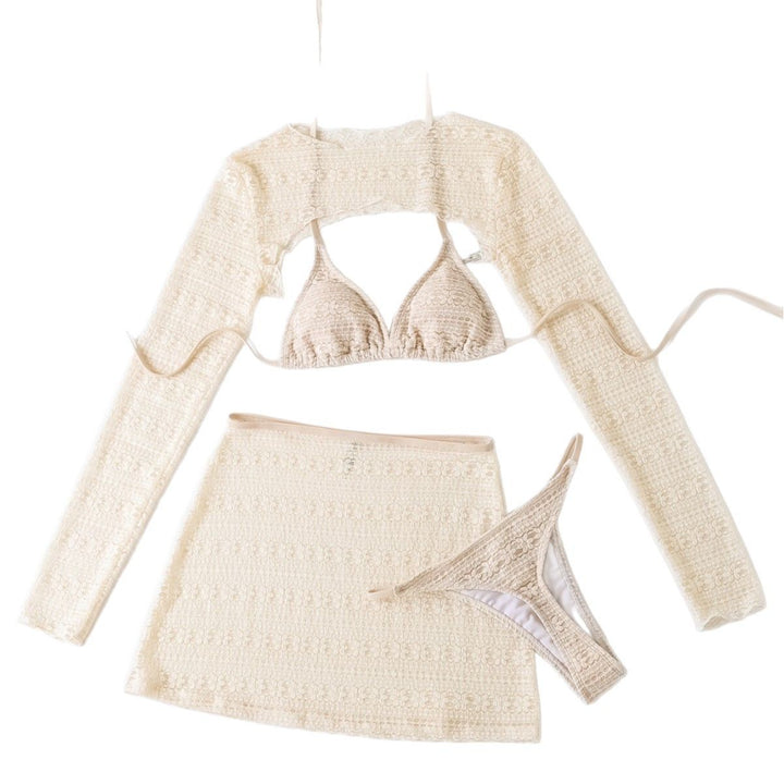 Dame bikini-sæt med gennemsigtigt cover-up og figursyet design Skovae