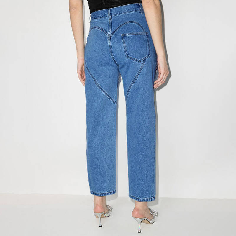 Dame ripped jeans med strass-belagte skæringspunkter Stilla