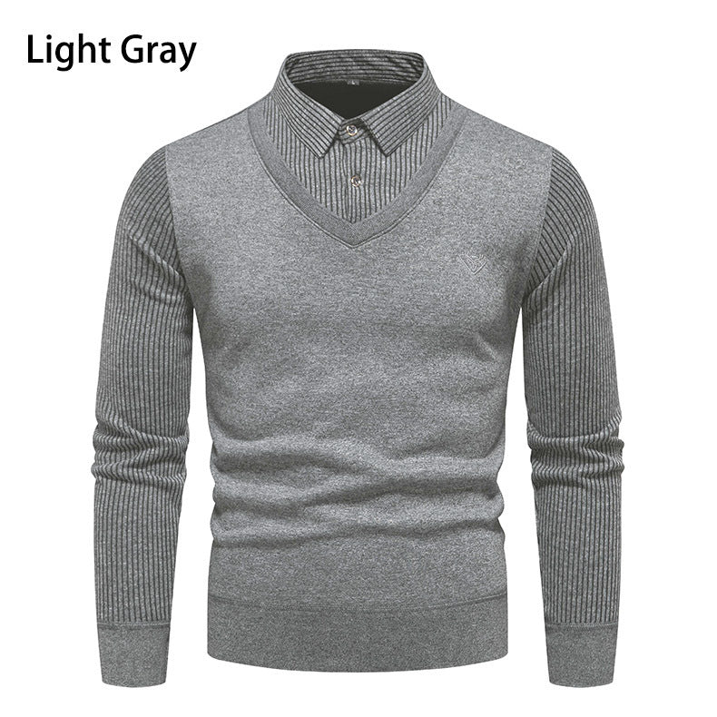 Herrer Smart Casual V-hals pullover med kontrasterende stripeærmer Stilla