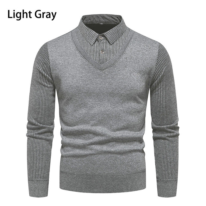 Herrer Smart Casual V-hals pullover med kontrasterende stripeærmer Stilla