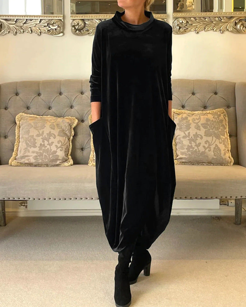 Dame tunika-kjole med praktiske lommer og elegant ståkrave Stilla
