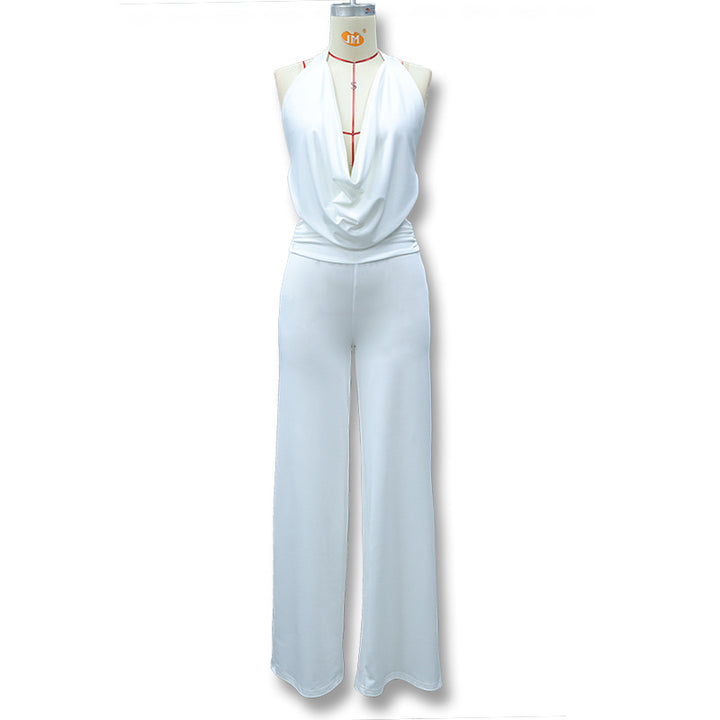 Dame Jumpsuit med elegant indpakningsdetalje og brede benpartier Skovae