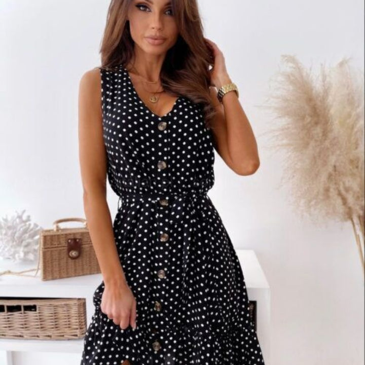 Femme Knap-Down Trin Sommerkjole Stilla