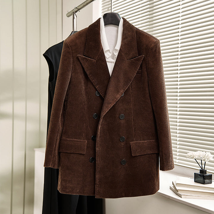 Damer elegant kordblazer med dobbelt knap række og klassisk snit Stilla