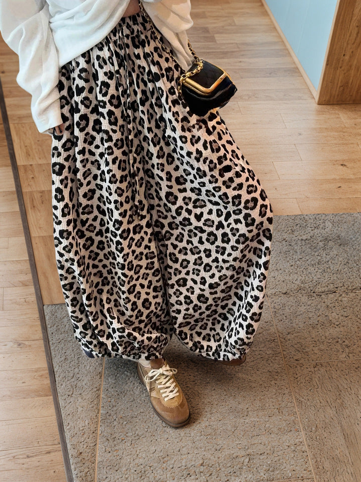 Dame Løst skåret leopardprint nederdel med elastisk talje Skovae