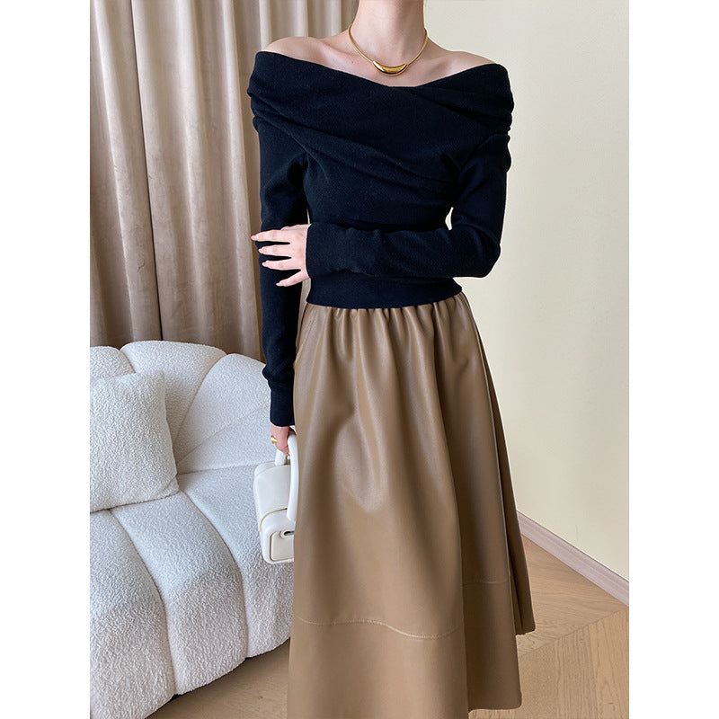 Kvindernes elegante top med asymmetrisk krave og flæsedetaljer Stilla