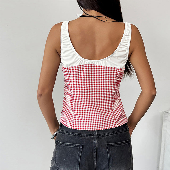 Frau Knoten-Front Gingham Crop Top Stilla