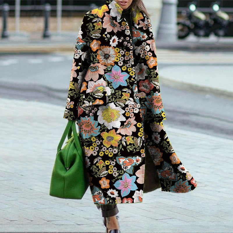 Dame Longblazer med blomsterdesign Stilla