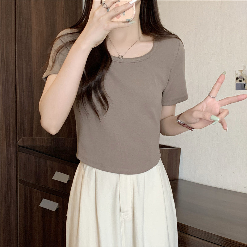 Femme Ribbede Korte T-Shirt Stilla