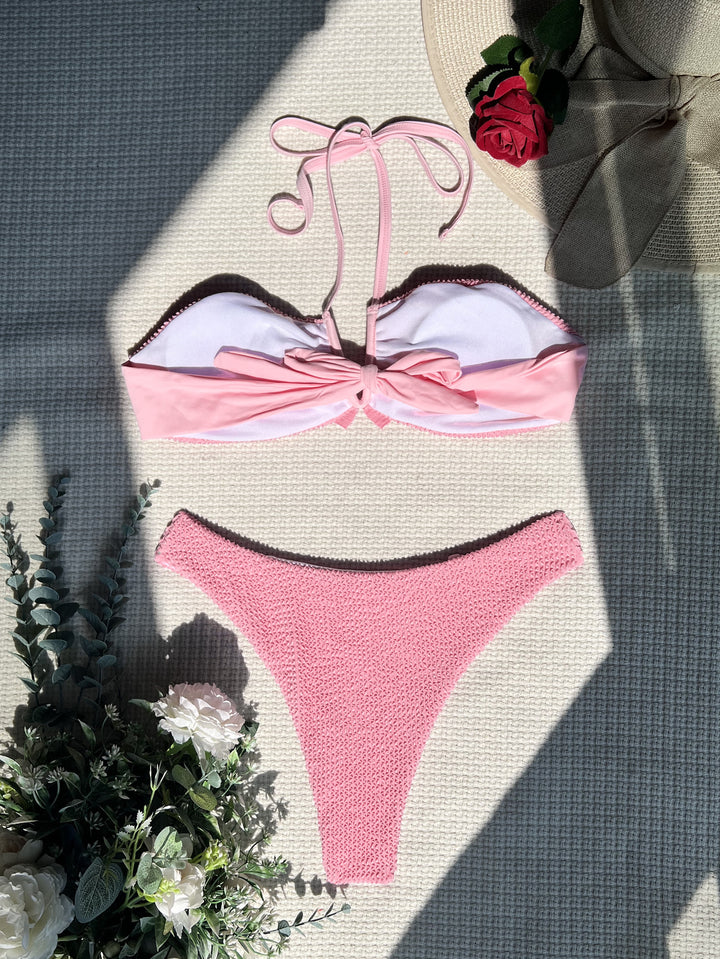 Dame Bandeau-bikini med raffinerede flæsedetaljer Skovae