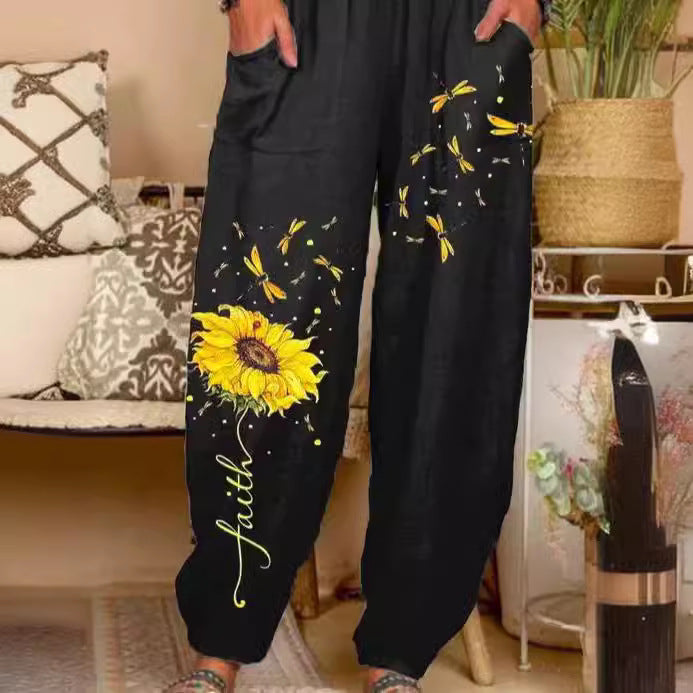 Damer bred Boho-bukser med blomsterdesign og praktiske lommer Stilla